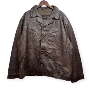 Guess ゲス レザージャケット XL レザー BROWN / 茶