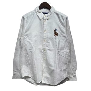 POLO RALPH LAUREN ポロ ラルフローレン 長袖無地シャツ XL コットン WHITE / 白