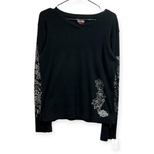 Harley-Davidson ハーレーダビッドソン 長袖デザインTシャツ XL コットン BLACK / 黒
