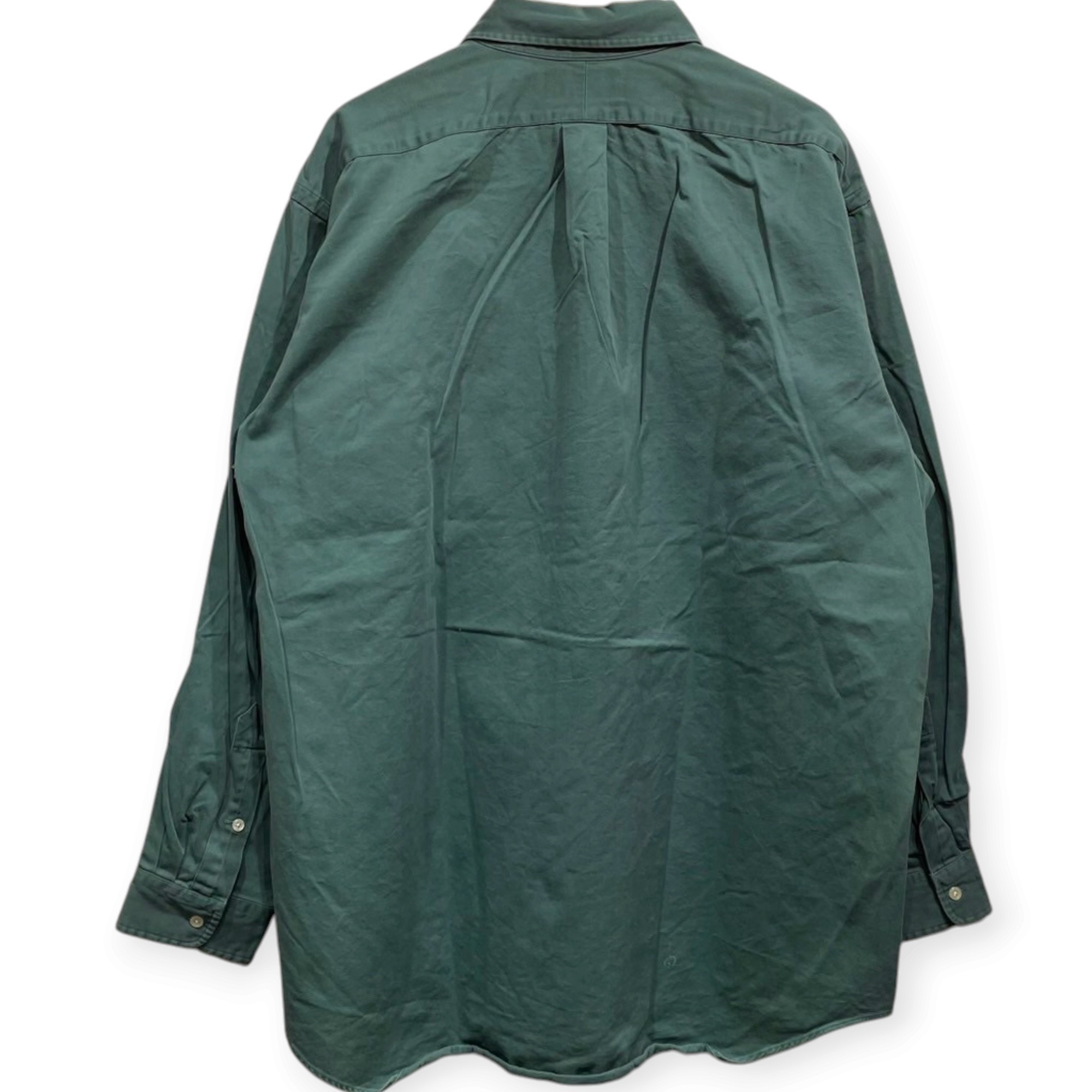POLO RALPH LAUREN ポロ ラルフローレン 長袖無地シャツ XL コットン100% GREEN / 緑 - 画像 (3)