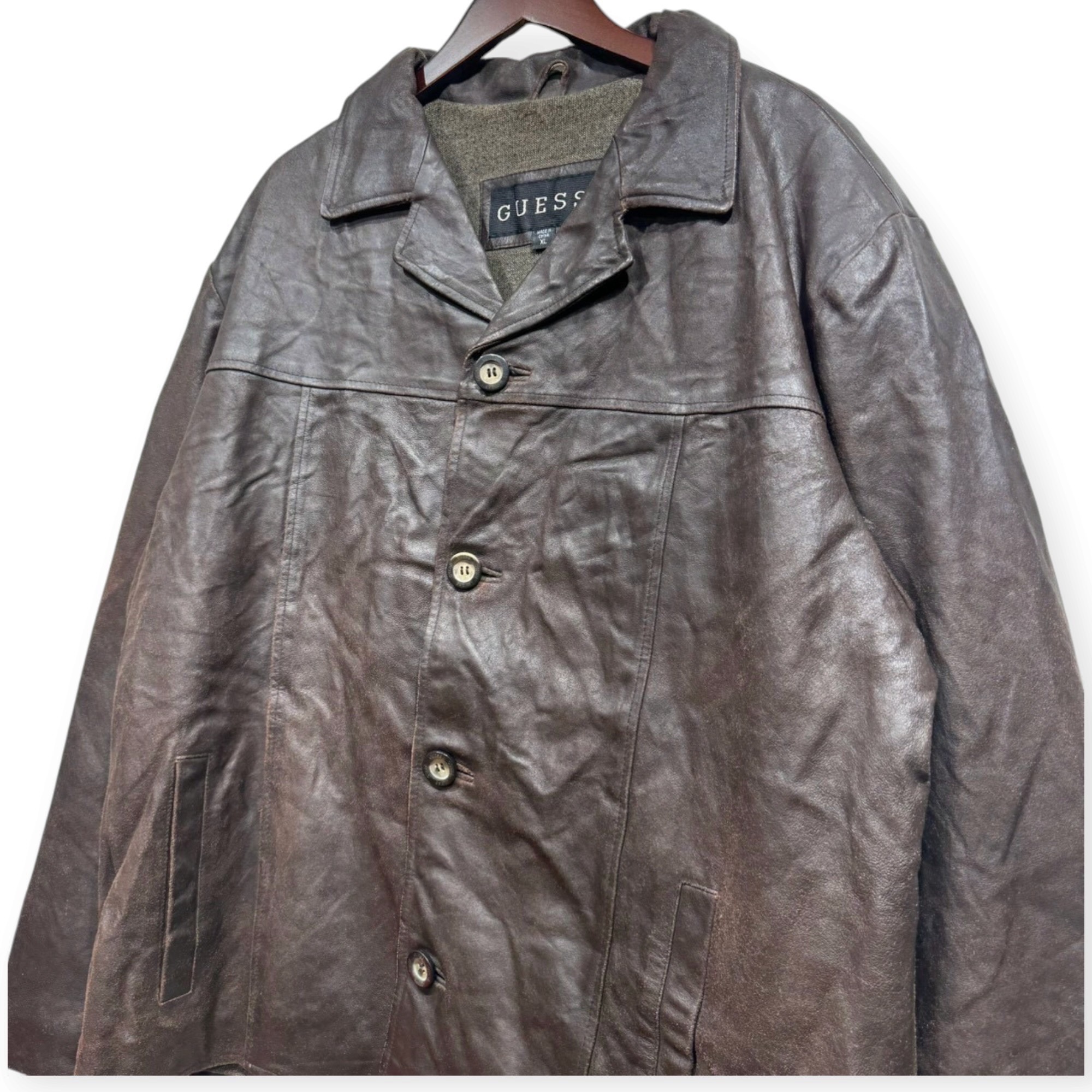 Guess ゲス レザージャケット XL レザー BROWN / 茶 - 画像 (2)