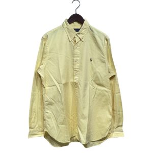 POLO RALPH LAUREN ポロ ラルフローレン 長袖無地シャツ M コットン YELLOW / 黄