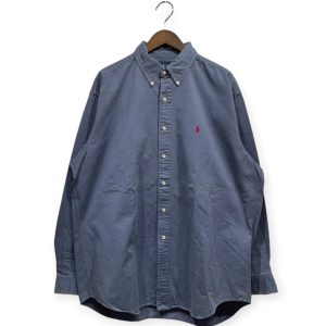 POLO RALPH LAUREN ポロ ラルフローレン 長袖無地シャツ L コットン100% NAVY / 紺