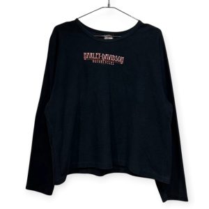 Harley-Davidson ハーレーダビッドソン 長袖デザインTシャツ XL コットン BLACK / 黒