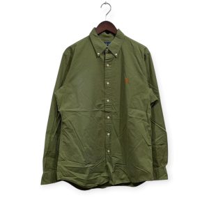 POLO RALPH LAUREN ポロ ラルフローレン 長袖無地シャツ L コットン GREEN / 緑