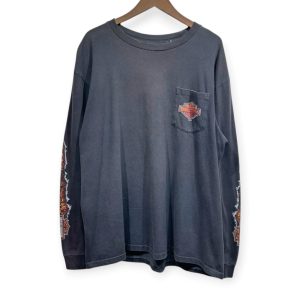 Harley-Davidson ハーレーダビッドソン 長袖デザインTシャツ XL コットン BLACK / 黒