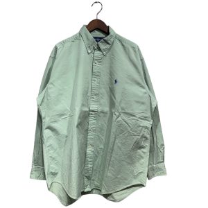 POLO RALPH LAUREN ポロ ラルフローレン 長袖無地シャツ L コットン GREEN / 緑