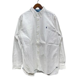 POLO RALPH LAUREN ポロ ラルフローレン 長袖無地シャツ XL コットン WHITE / 白