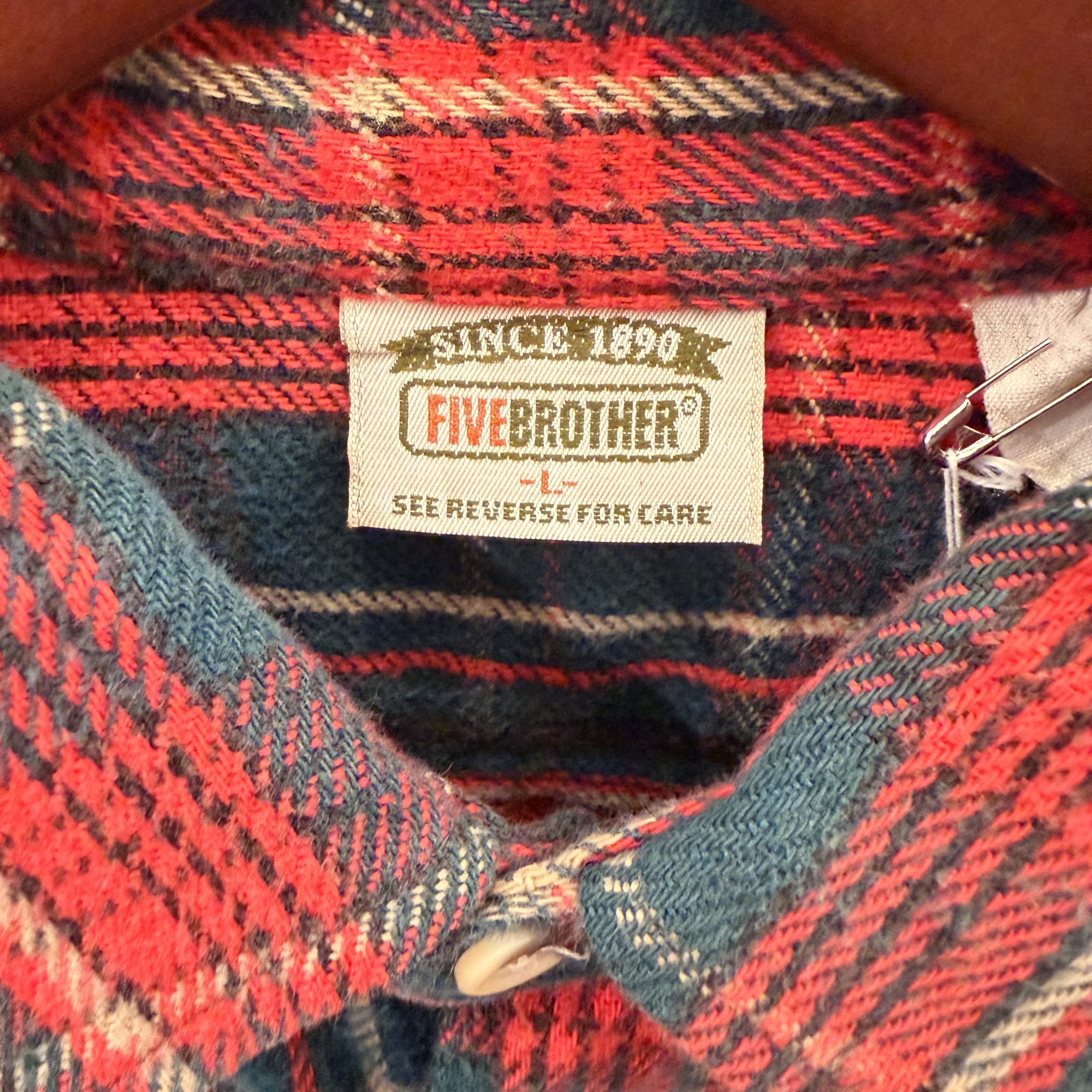 FIVE BROTHER ファイブブラザー 長袖ネルシャツ L コットン RED / 赤 - 画像 (7)