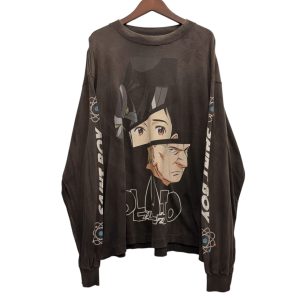 SAINT Mxxxxxx セントマイケル 長袖アニメTシャツ M コットン BLACK / 黒