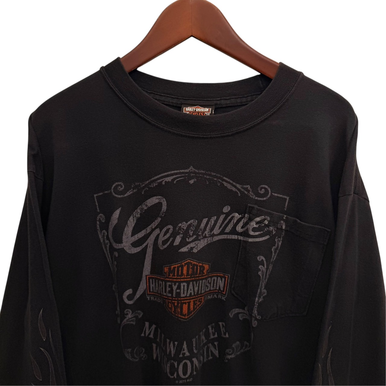 Harley-Davidson ハーレーダビッドソン 長袖モーターTシャツ コットン BLACK / 黒 - 画像 (2)