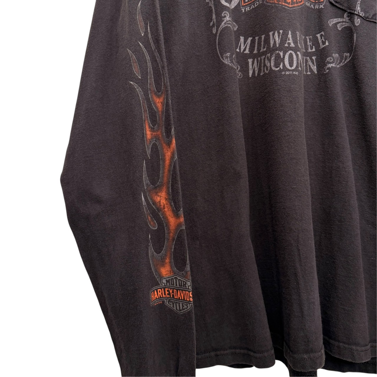Harley-Davidson ハーレーダビッドソン 長袖モーターTシャツ コットン BLACK / 黒 - 画像 (3)