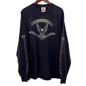 Harley-Davidson ハーレーダビッドソン 長袖モーターTシャツ M コットン NAVY / 紺