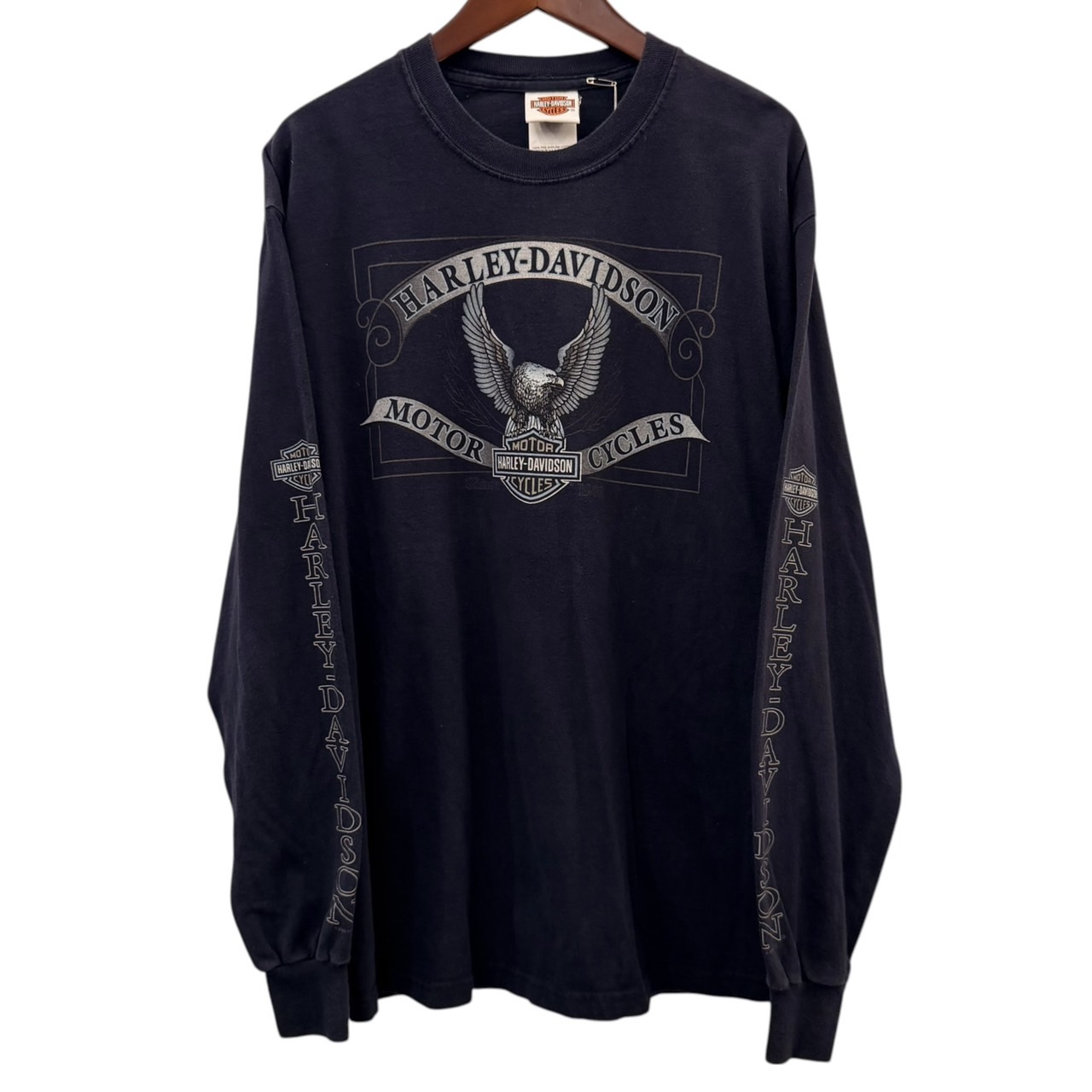 Harley-Davidson ハーレーダビッドソン 長袖モーターTシャツ M コットン NAVY / 紺