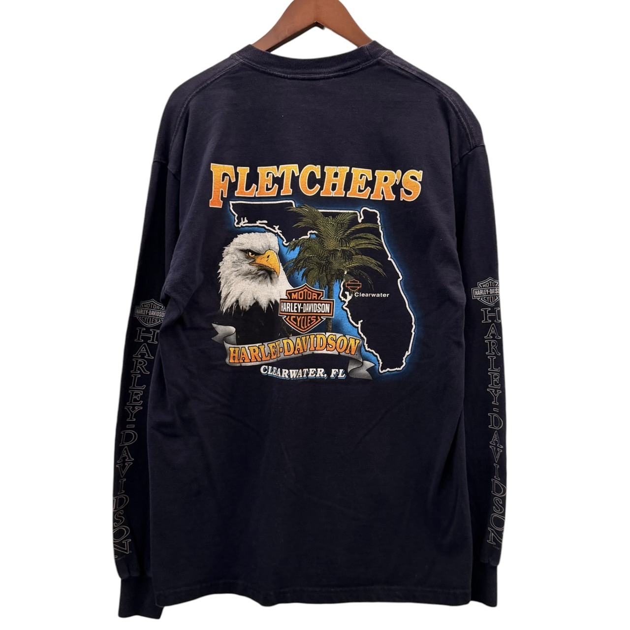 Harley-Davidson ハーレーダビッドソン 長袖モーターTシャツ M コットン NAVY / 紺 - 画像 (5)