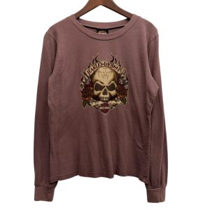 Harley-Davidson ハーレーダビッドソン 長袖モーターTシャツ M コットン PINK / ピンク