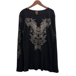 Harley-Davidson ハーレーダビッドソン 長袖モーターTシャツ XL コットン50％、ポリエステル50％ BLACK / 黒