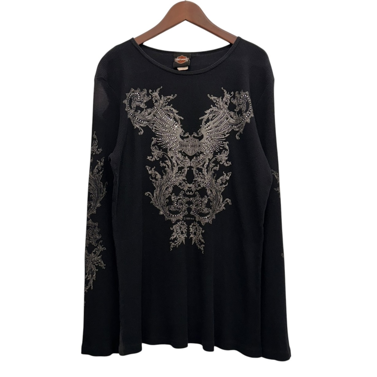 Harley-Davidson ハーレーダビッドソン 長袖モーターTシャツ XL コットン50%、ポリエステル50% BLACK / 黒