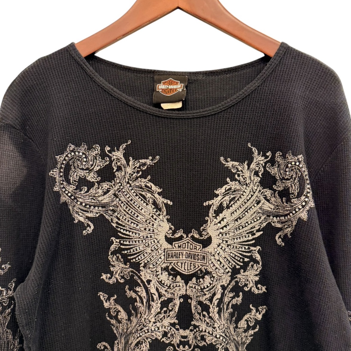 Harley-Davidson ハーレーダビッドソン 長袖モーターTシャツ XL コットン50%、ポリエステル50% BLACK / 黒 - 画像 (2)