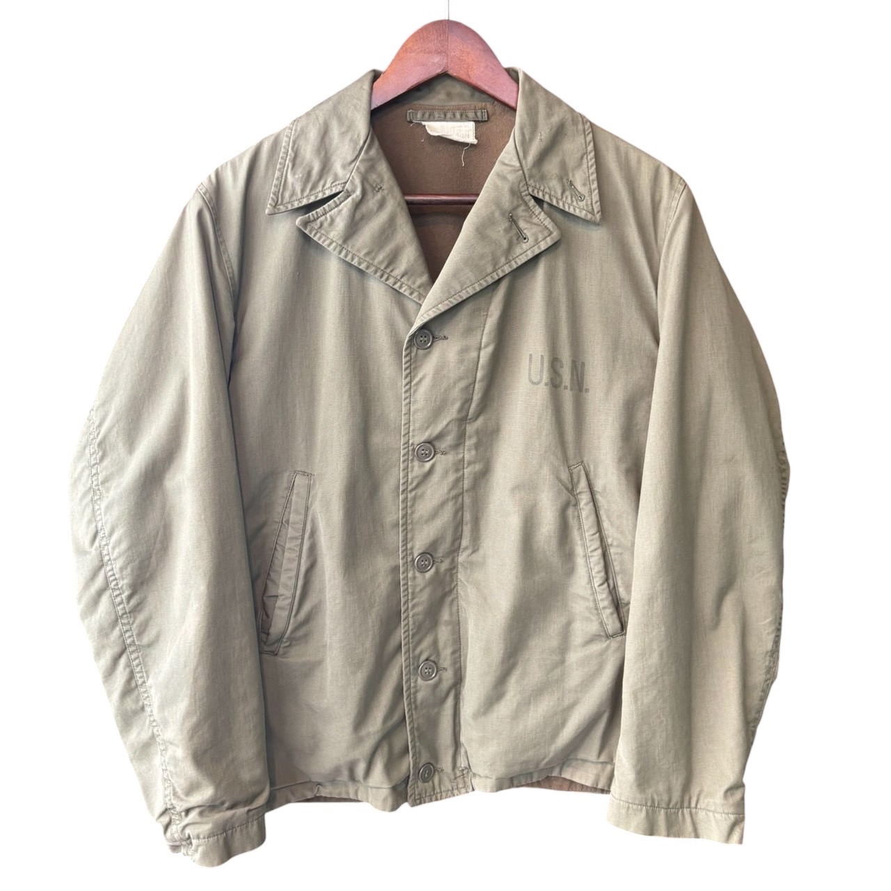 U.S.NAVY ユーエスネイビー ミリタリージャケット S 表地コットンポプリン 裏地ウール KHAKI / カーキ