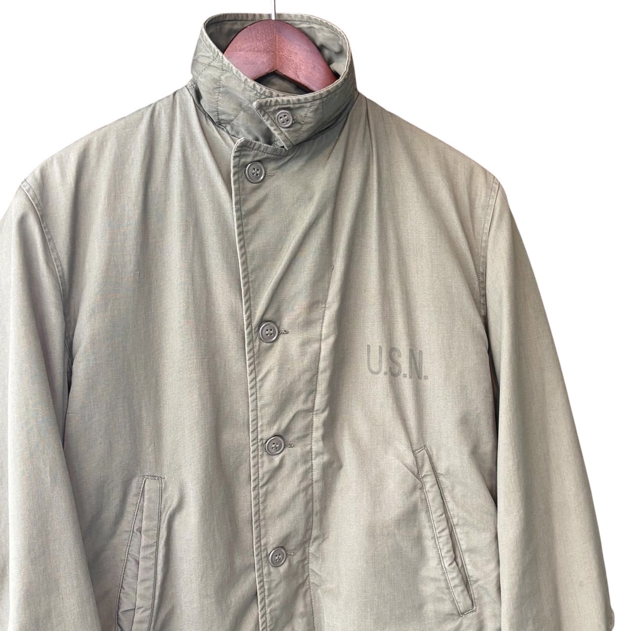 U.S.NAVY ユーエスネイビー ミリタリージャケット S 表地コットンポプリン 裏地ウール KHAKI / カーキ - 画像 (3)