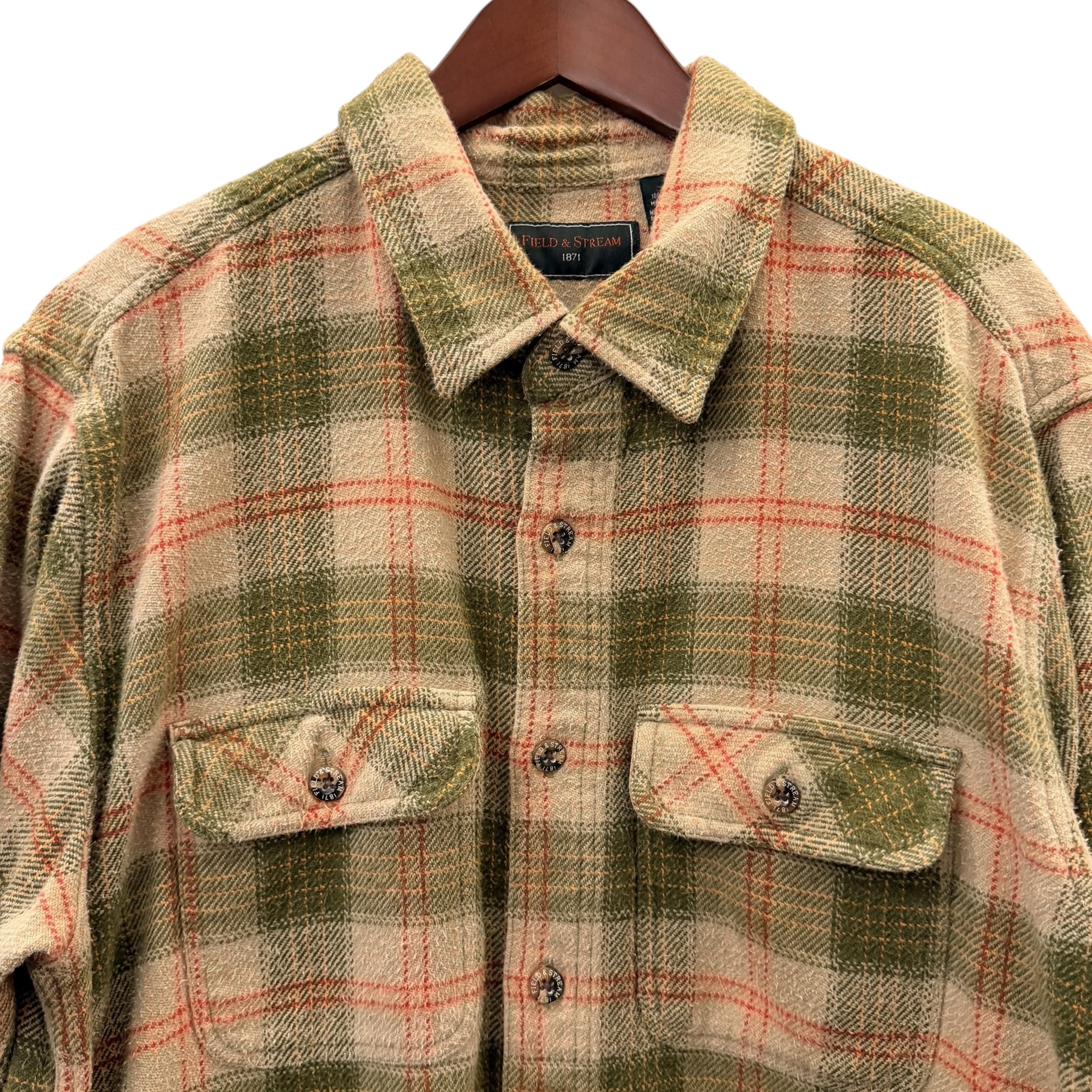 FIELD&STREAM フィールドアンドストリーム 長袖ネルシャツ M コットン BEIGE / ベージュ - 画像 (2)