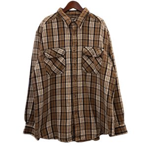 NONAME 長袖ネルシャツ L コットン BROWN / 茶