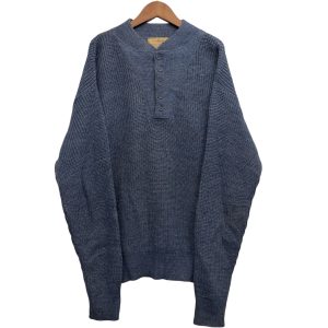 L.L.Bean エルエルビーン ハーフボタンニット M オーロンアクリル55%、ナイロン25%、ポリエステル20% BLUE / 青