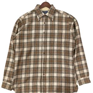 PENDLETON ペンドルトン 長袖チェックシャツ XL ウール100% BEIGE / ベージュ