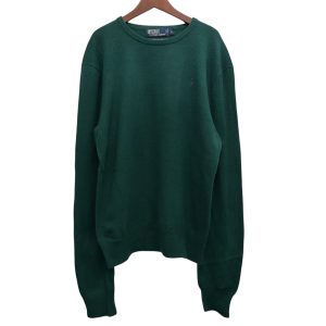 POLO RALPH LAUREN ポロ ラルフローレン クルーネックニット L ラムウール100% GREEN / 緑